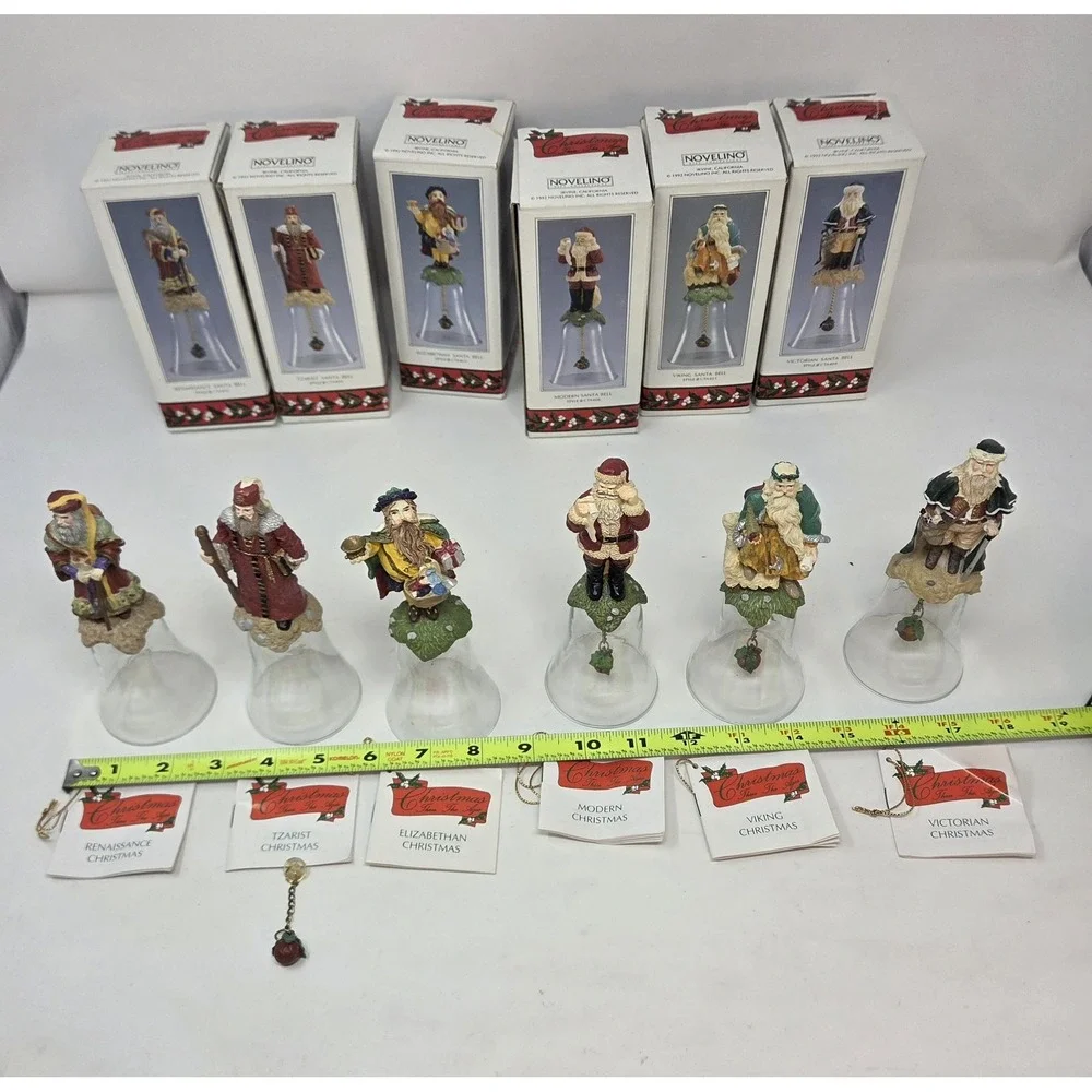 1992 Novelino Santa Bell Lot Christmas Thru The Ages Set of 6 in Boxes
